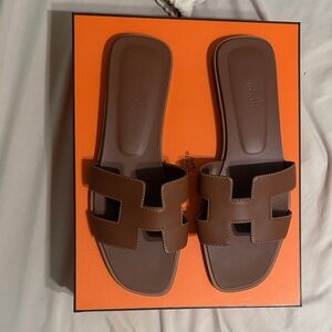 Hermes Gold Oran Sandal Size 38